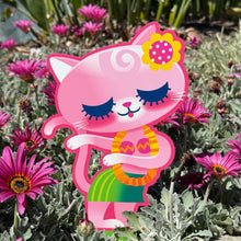 Load image into Gallery viewer, 'Tropical Spring Cats' Metal Yard Stakes Set of TWO (2) - Pre-Order
