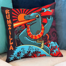 Load image into Gallery viewer, Jeff Granito's 'Rumzilla' Pillow Cover - Ready to Ship! (FREE SHIPPING in U.S.)