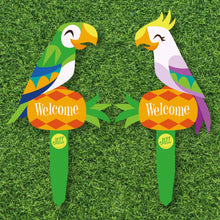 Load image into Gallery viewer, Jeff Granito's 'Birds Singing Welcome' Large Metal Yard Stake Set of Two (2) - Pre-Order