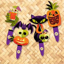 Load image into Gallery viewer, Jeff Granito's 'Happy Hulaween' Metal Yard Stakes Set of FOUR (4)