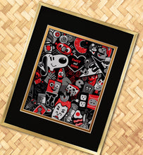 Load image into Gallery viewer, Jeff Granito’s Personalized ‘BFF' (Black and White and Red All Over) 8X10 Matted Print and 11X14 Gold Frame Set - Limited Time Pre-Order