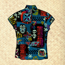 Load image into Gallery viewer, Jeff Granito's 'Blue Tiki Safari' - Classic Aloha Button-Up Shirt - Womens - Ready to Ship!