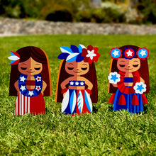 Load image into Gallery viewer, Jeff Granito's 'Red, White and Hula' Metal Yard Stakes Set of THREE (3) - Pre-Order!
