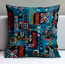 Load image into Gallery viewer, Blue Tiki Safari Pillow Cover
