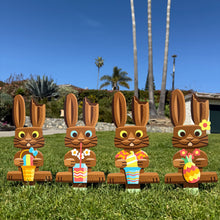Load image into Gallery viewer, 'Tropical Bunny' Metal Yard Stakes Set of FOUR (4) - Pre-Order