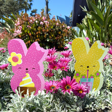 Load image into Gallery viewer, 'Marshmallow Bunny' Metal Yard Stakes Set of TWO (2) - Pre-Order