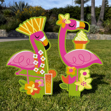 Load image into Gallery viewer, Jeff Granito's 'Spring Flamingo' Metal Yard Stake Set of TWO (2) - Pre-Order