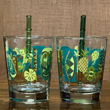 Load image into Gallery viewer, 'Monstera' Glass Bamboo Straw Set of Two (2) - Ready to Ship!