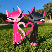 Load image into Gallery viewer, Jeff Granito's 'Lucy and Eddie' Love Cats Metal Yard Stake Set of TWO (2) - Pre-Order