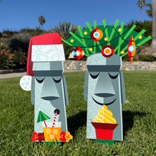 Load image into Gallery viewer, Jeff Granito's 'Merry Moais' Metal Yard Stake Set of TWO (2) - Pre-Order
