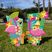 Load image into Gallery viewer, Jeff Granito's 'Tropical Flamingo' Metal Yard Stake Set of TWO (2) - Pre-Order!