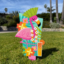 Load image into Gallery viewer, Jeff Granito's 'Tropical Flamingo' Metal Yard Stake Set of TWO (2) - Pre-Order!