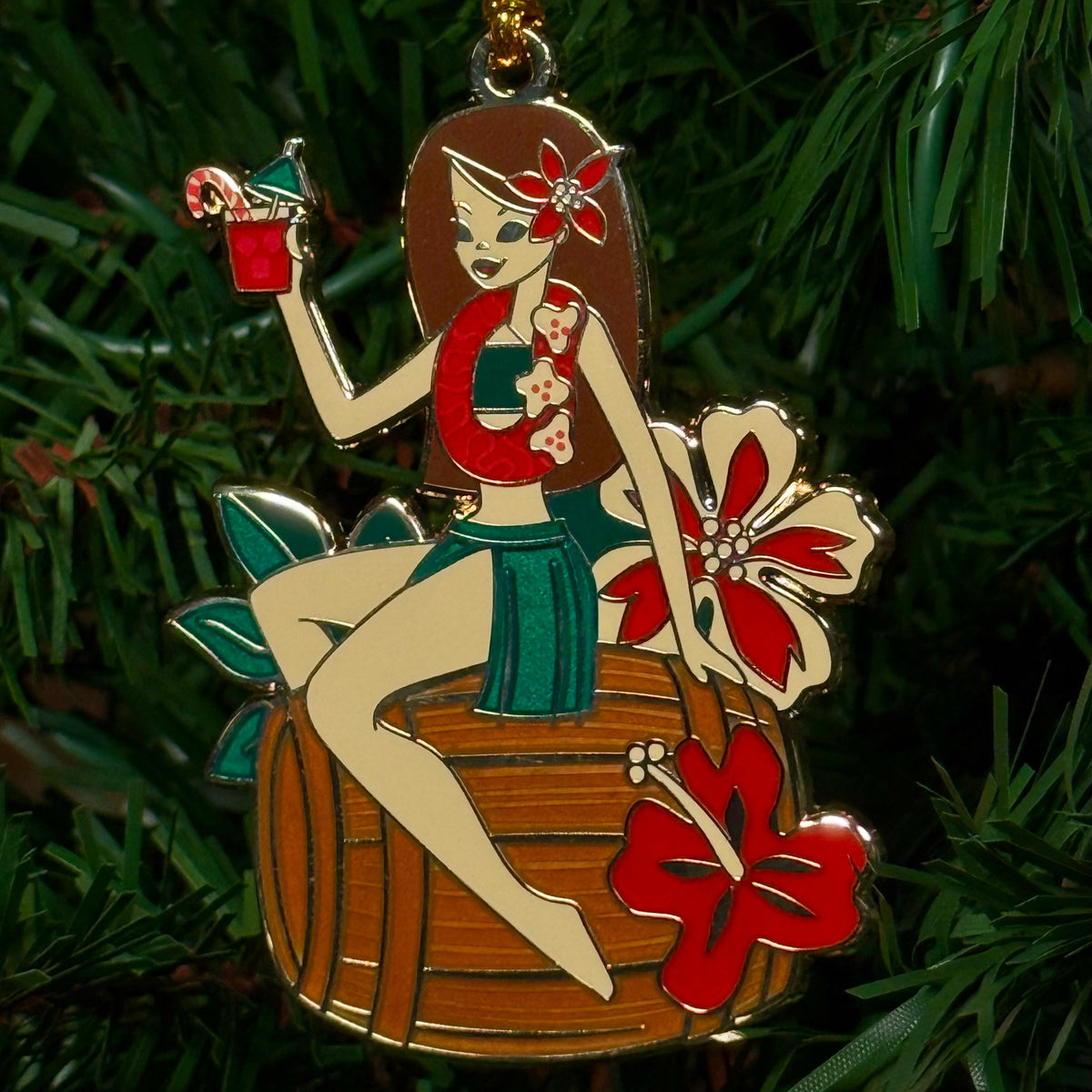 Hula Girl 限定版アート 238/250 24x30 Jeff Granito's 'Christmas Vacation Hula Girl' Holiday Ornament