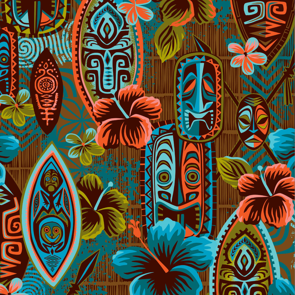 Jeff Granito's 'Blue Tiki Safari' - Aloha Skirt - Ready to ship! main image 0