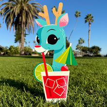 Load image into Gallery viewer, Jeff Granito’s ’Cheerful Reindeer’ Large Metal Yard Stake Set of TWO (2)