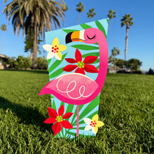Load image into Gallery viewer, Jeff Granito’s ’Flamingo Holidays’ Large Metal Yard Stake Set of TWO (2)