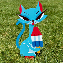 Load image into Gallery viewer, Jeff Granito's 'Cool Cats' Large Metal Yard Stake Set of TWO (2) - Pre-Order!