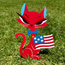 Load image into Gallery viewer, Jeff Granito's 'Independence Cats' Large Metal Yard Stake Set of TWO (2) - Pre-Order!