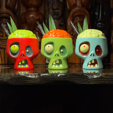 Load image into Gallery viewer, Jeff Granito's Sip for Brains (Rotten Red + Oozy Blue + Gang-Green) - Ceramic Zombie Tiki Mugs - Limited Edition / Limited Time Pre-Order