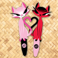 Load image into Gallery viewer, Jeff Granito's 'Ava and Frank' Love Cats Metal Yard Stake Set of TWO (2) - Pre-Order
