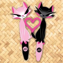 Load image into Gallery viewer, Jeff Granito's 'Ava and Eddie' Love Cats Metal Yard Stake Set of TWO (2) - Pre-Order