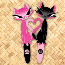 Load image into Gallery viewer, Jeff Granito's 'Lucy and Eddie' Love Cats Metal Yard Stake Set of TWO (2) - Pre-Order