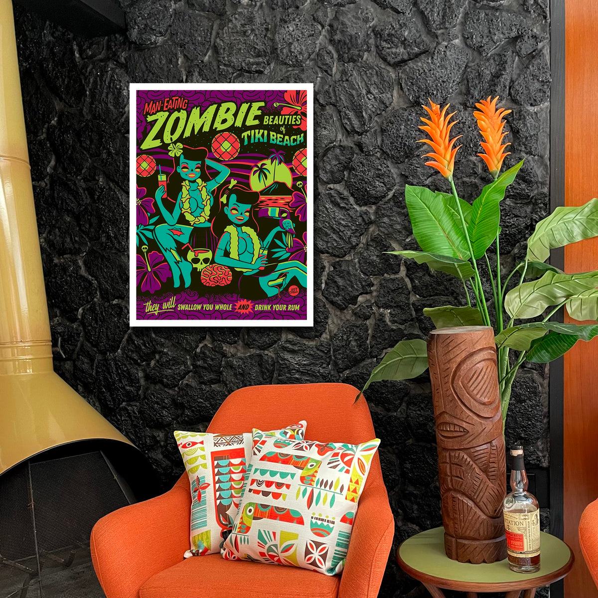 Maneater' Flocked Blacklight Reactive Screened Art Print - U.S.