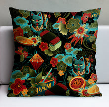 Load image into Gallery viewer, Jeff Granito's 'Mewsubi' Pillow Cover - Ready to Ship! (FREE SHIPPING in U.S.)