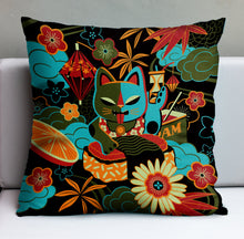 Load image into Gallery viewer, Jeff Granito's 'Mewsubi' Pillow Cover - Ready to Ship! (FREE SHIPPING in U.S.)