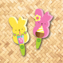 Load image into Gallery viewer, 'Marshmallow Bunny' Metal Yard Stakes Set of TWO (2) - Pre-Order