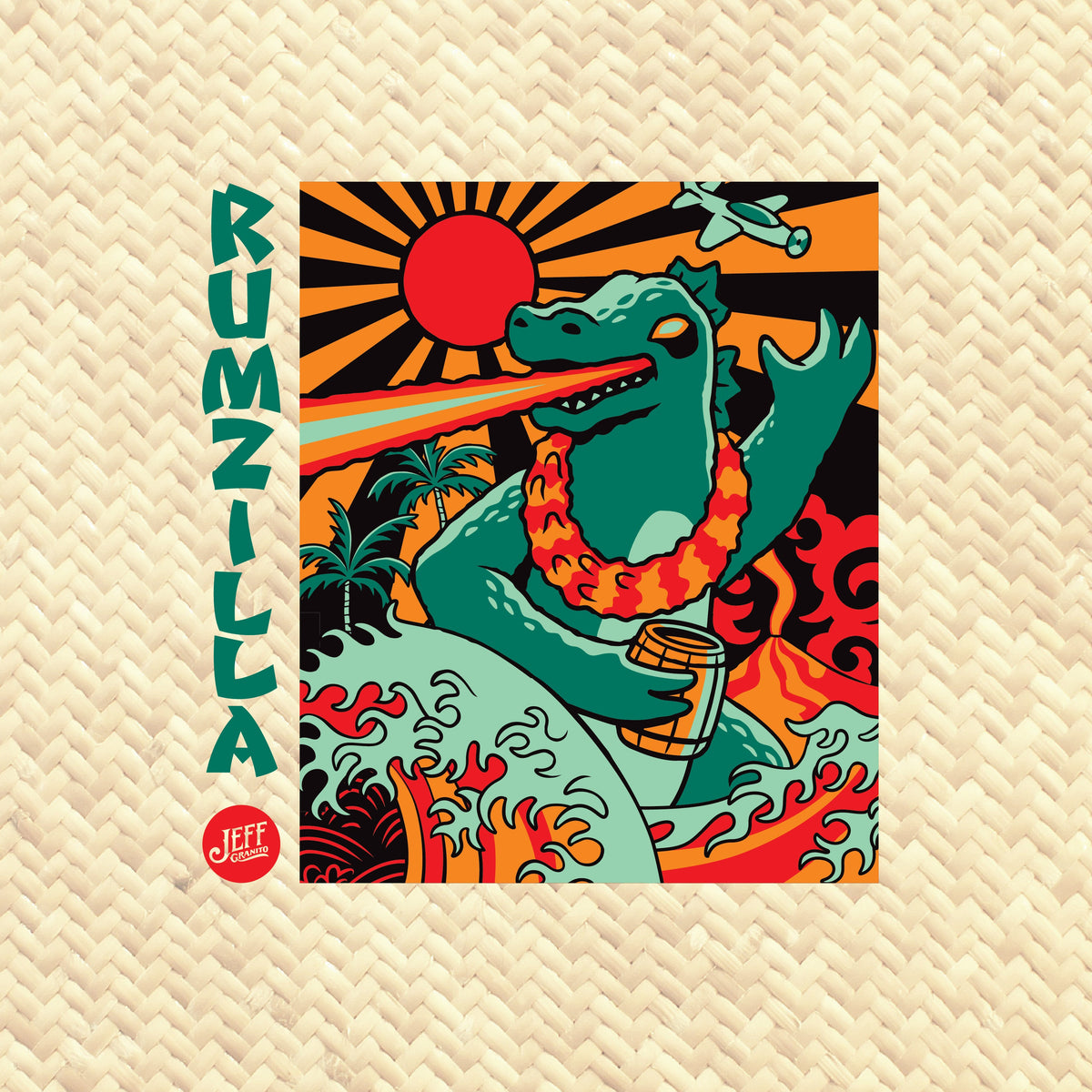 Jeff Granito's 'Rumzilla' Pillow Cover - Ready to Ship! (FREE SHIPPING in U.S.)