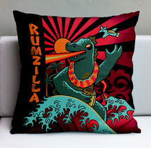 Load image into Gallery viewer, Jeff Granito's 'Rumzilla' Pillow Cover - Ready to Ship! (FREE SHIPPING in U.S.)