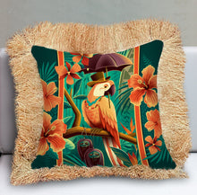 Load image into Gallery viewer, Jeff Granito's 'Head Salesman of the East' Fringe Pillow Cover - Ready to Ship! (FREE SHIPPING in U.S.)