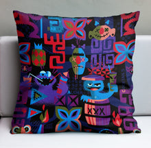Load image into Gallery viewer, Jeff Granito's 'Tiki Monsters' Pillow Cover - Ready to Ship! (FREE SHIPPING in U.S.)