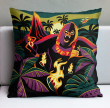 Load image into Gallery viewer, Jeff Granito's 'Tiki Kong' Pillow Cover - Ready to Ship! (FREE SHIPPING in U.S.)