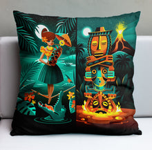 Load image into Gallery viewer, Jeff Granito's 'Tiki Portraits' Pillow Cover - Ready to Ship! (FREE SHIPPING in U.S.)