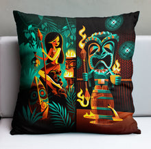 Load image into Gallery viewer, Jeff Granito's 'Tiki Portraits' Pillow Cover - Ready to Ship! (FREE SHIPPING in U.S.)