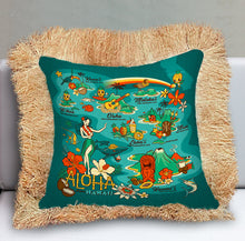 Load image into Gallery viewer, Jeff Granito's 'Wish You Were Here' Fringe Pillow Cover - Ready to Ship! (FREE SHIPPING in U.S.)