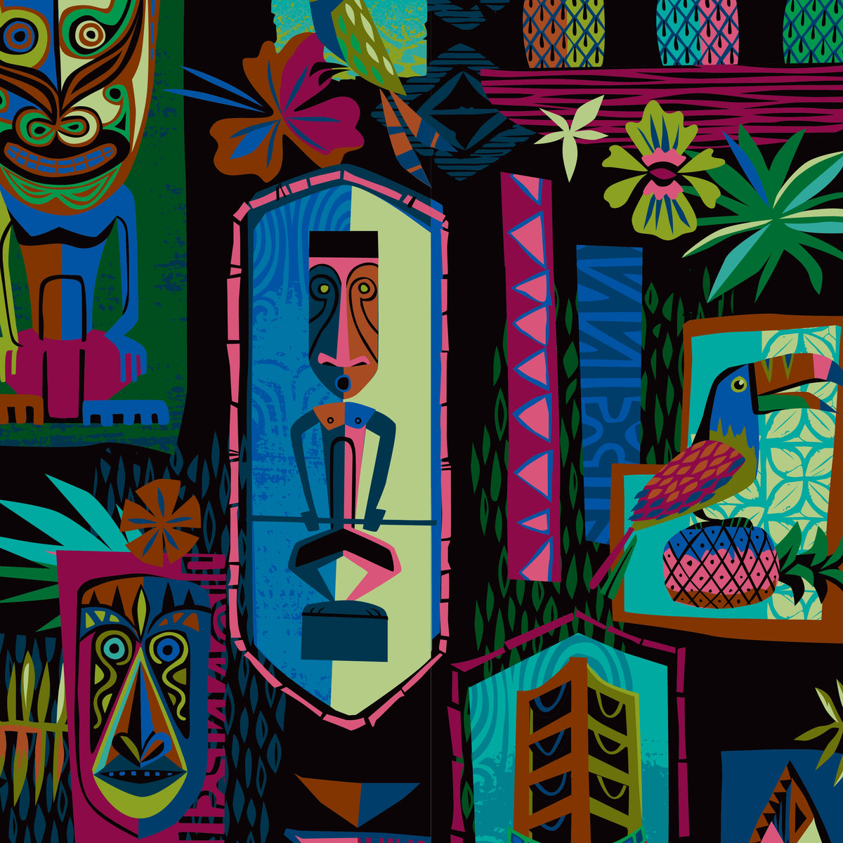 Jeff Granito's 'Gateway to Tiki' 11X16 Inch Glass Cutting Board - Rolling Pre-Order / Ready to Ship! main image 1