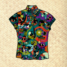 Load image into Gallery viewer, LAST CHANCE, 'Black Lagoon' Gold Label Limited Edition Classic Aloha Button Up-Shirt - Womens
