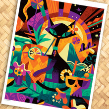 Load image into Gallery viewer, Black Tiki Cat Print
