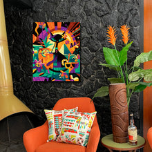 Load image into Gallery viewer, Black Tiki Cat Autographed Canvas Giclee