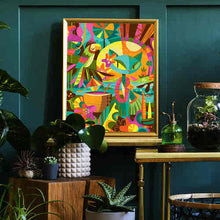 Load image into Gallery viewer, Blue Tiki Cat Print