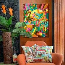 Load image into Gallery viewer, Blue Tiki Cat Autographed Canvas Giclee