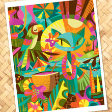 Load image into Gallery viewer, Blue Tiki Cat Print