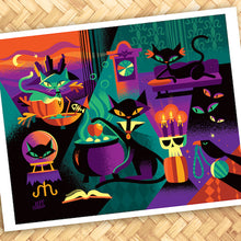 Load image into Gallery viewer, Cats Black Magic Print
