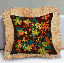 Load image into Gallery viewer, Hula Floral, Double Sided Pillow Cover with Grass Skirt Fringe