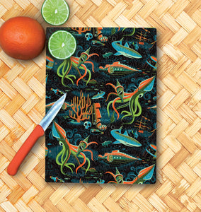 Jeff Granito's '20,000 Fears Under the Sea' Glass Cutting Board - Rolling Pre-Order / Ready to Ship!