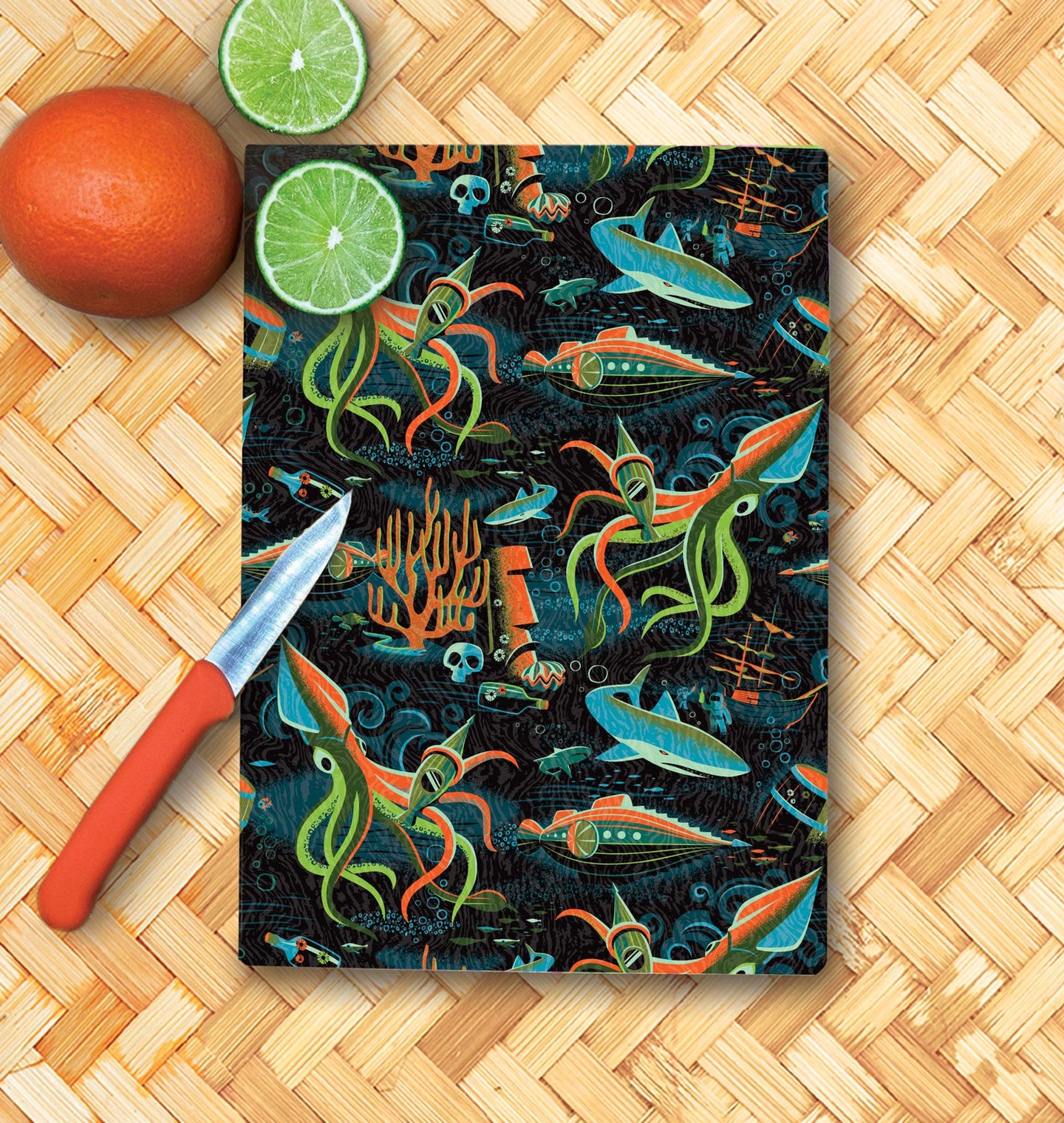 Jeff Granito's '20,000 Fears Under the Sea' Glass Cutting Board - Rolling Pre-Order / Ready to Ship!