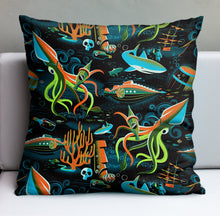 Load image into Gallery viewer, Jeff Granito&#39;s &#39;20,000 Fears Under the Sea&#39; Pillow Cover - Ready to Ship! (FREE SHIPPING in U.S.)
